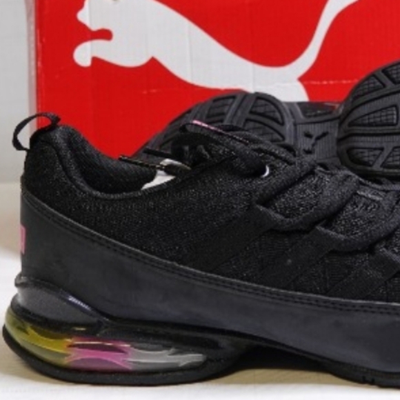 ❤️NIB❤️ PUMA RIAZ PROWL RAINBOW ATHLETIC SHOES Black/Luminous Pink Size 6.5 - Picture 2 of 13